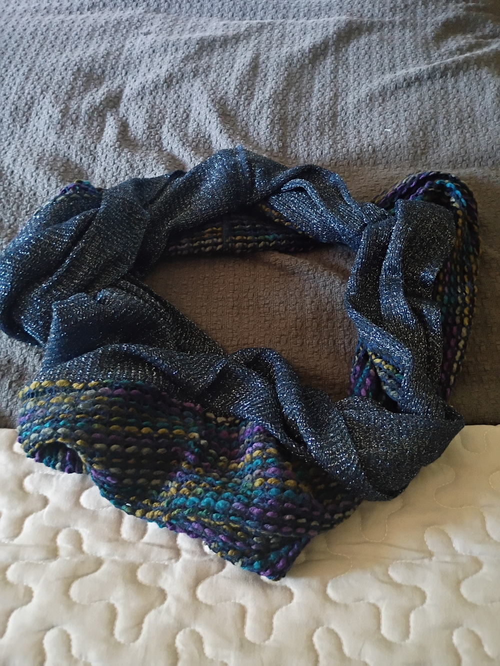 Sparkle Knit Infinity Scarf in Navy and Multicolor